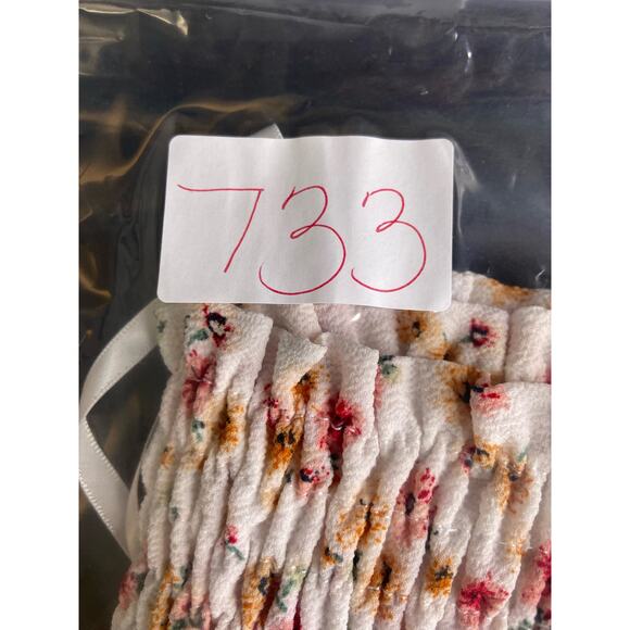 Monteau Floral Crop Top Women Size M Smock Waist Short Flutter Sleeves Scoop - Picture 9 of 10